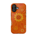 Magnetic Impact-Resistant Phone Case — Orange Aboriginal Dot Art Sunburst