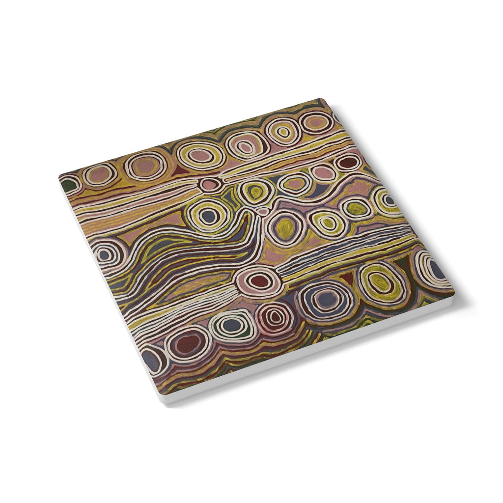 Ceramic Coaster — Aboriginal Dot Art Landscape Design