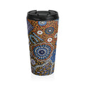 Floral Dot Pattern Stainless Steel Travel Mug — Boho Indigo Aboriginal-Inspired Design