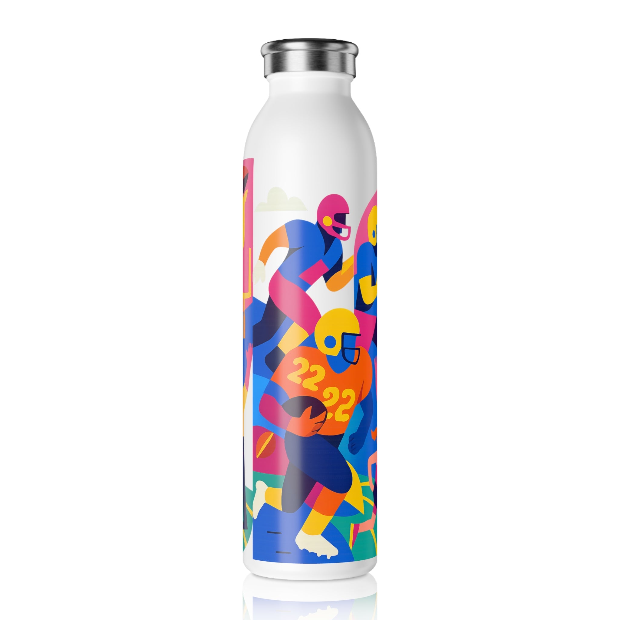 All American Slim Water Bottle — Colorful Sports Collage Stainless Steel Bottle