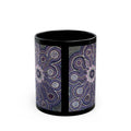 Indigenous Dot Art Black Coffee Mug — Purple Mandala 11oz & 15oz